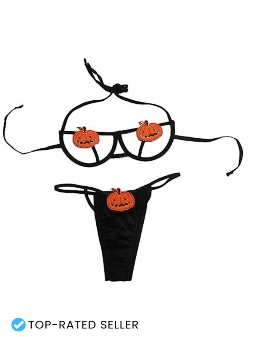 Pumpkin Bikini Harness Bra Panty Set Cosplay Rave